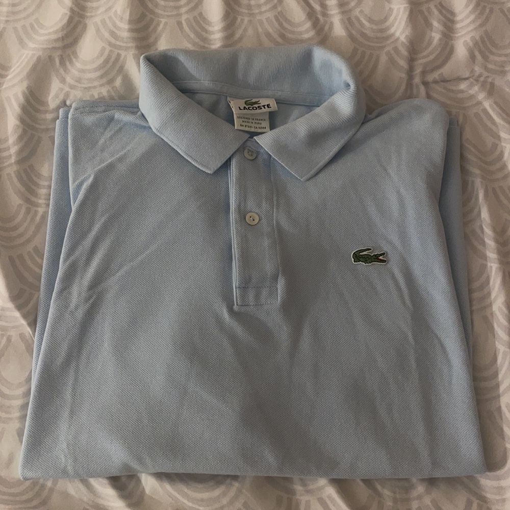 Light Blue Lacoste Collared Top